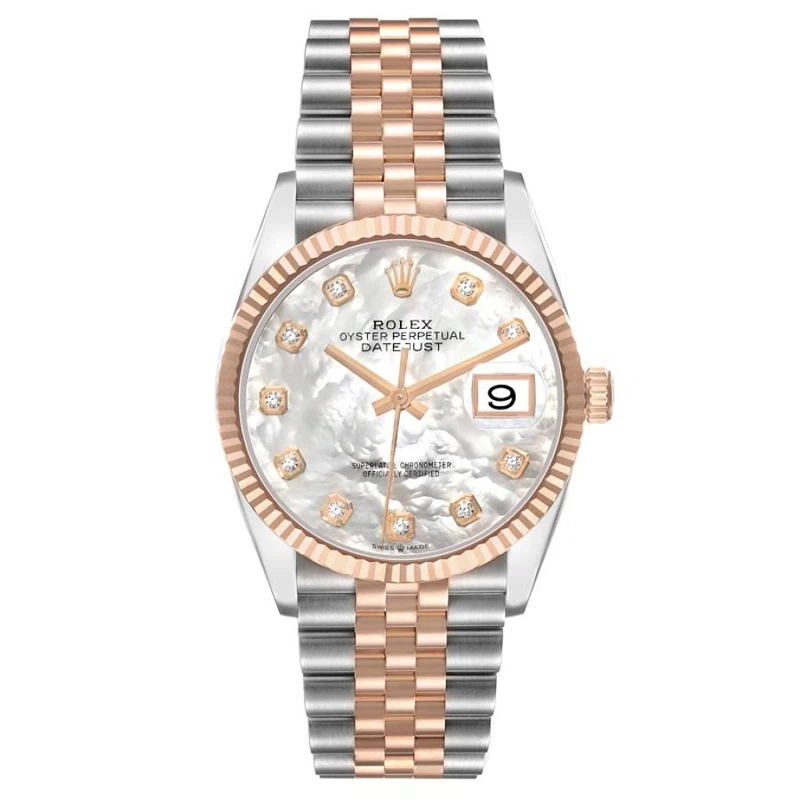 Datejust (Reference 126231). A 36mm rose gold stainless steel diamond-set automatic wristwatch with date. 2019