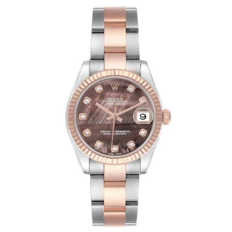 Datejust (المرجع 178271). ساعة يد من الذهب الوردي والفولاذ المقاوم للصدأ بقطر 31mm، مرصّعة بالألماس، بحركة أوتوماتيكية، مع التاريخ. 2008