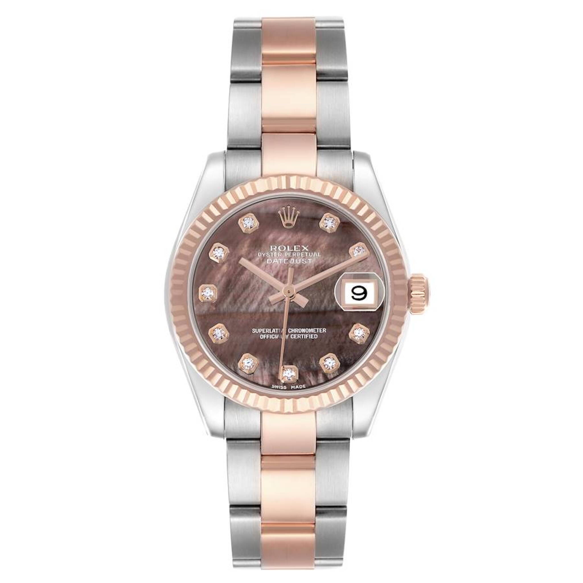 Datejust (Reference 178271). A 31mm rose gold stainless steel diamond-set automatic wristwatch with date. 2008 — view 1