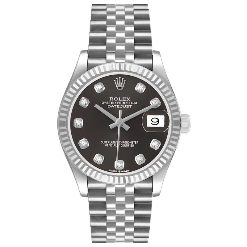 Datejust (Reference 278274). A 31mm white gold stainless steel diamond-set automatic wristwatch with date.