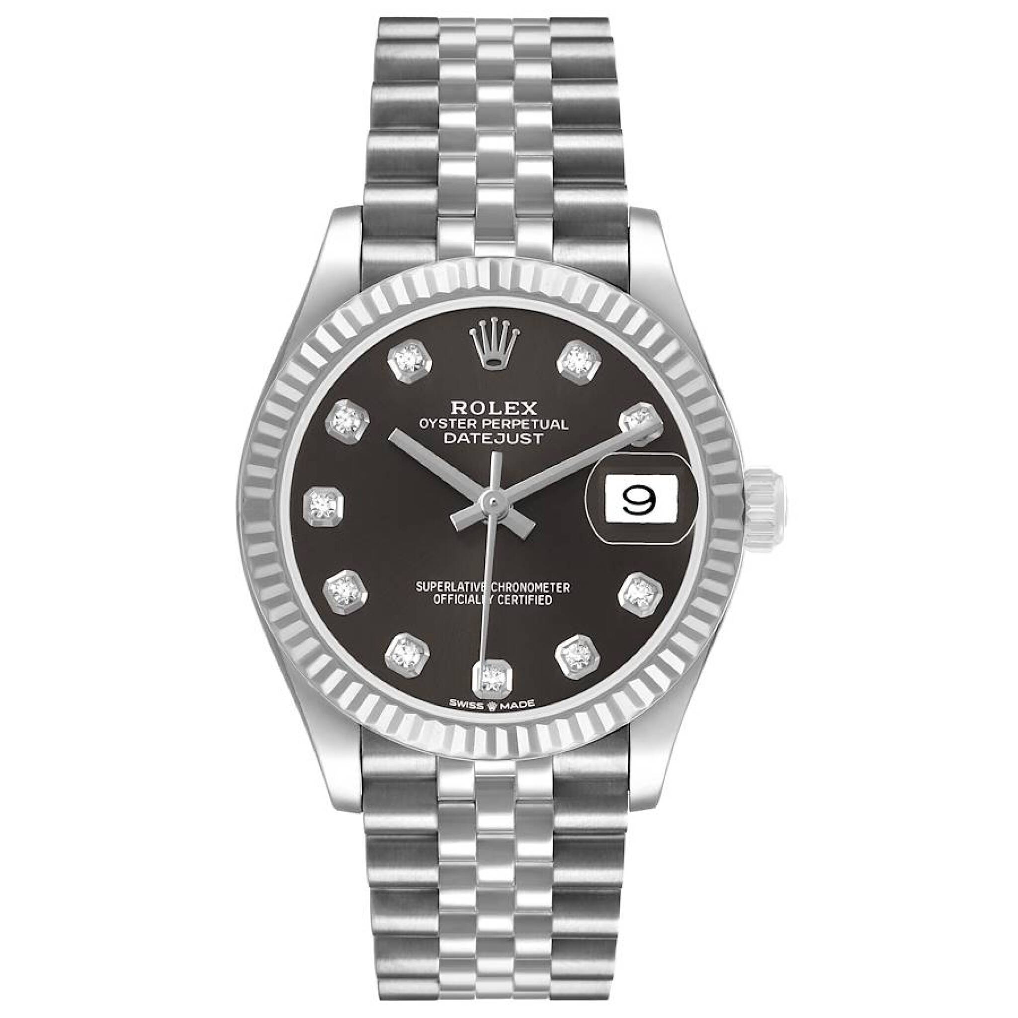 Datejust (Reference 278274). A 31mm white gold stainless steel diamond-set automatic wristwatch with date. — view 1