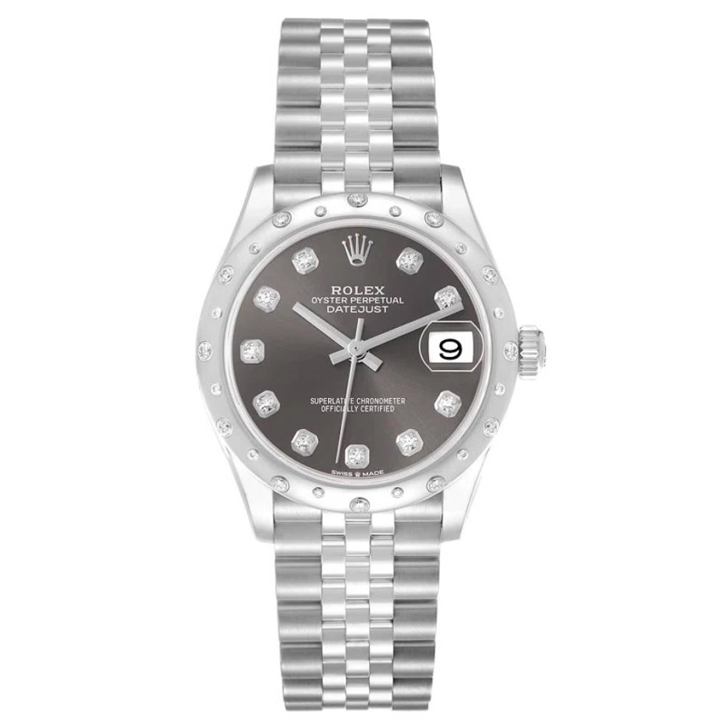 Datejust (Reference 278344RBR). A 31mm white gold stainless steel diamond set automatic wristwatch with date. 2021