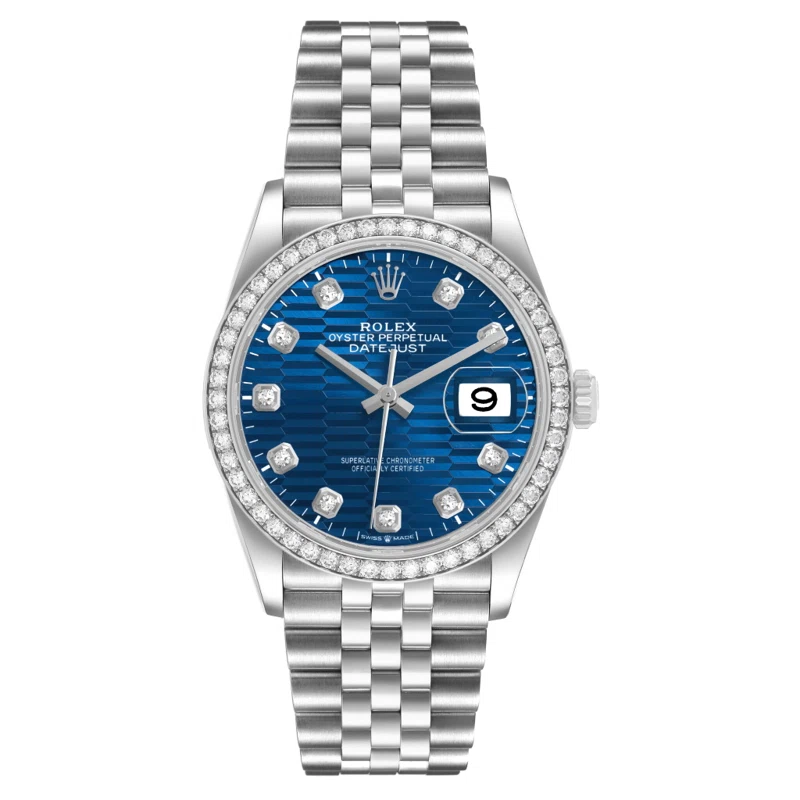 Datejust (Reference 126284RBR). A 36mm stainless steel white gold diamond set automatic wristwatch with date. 2023