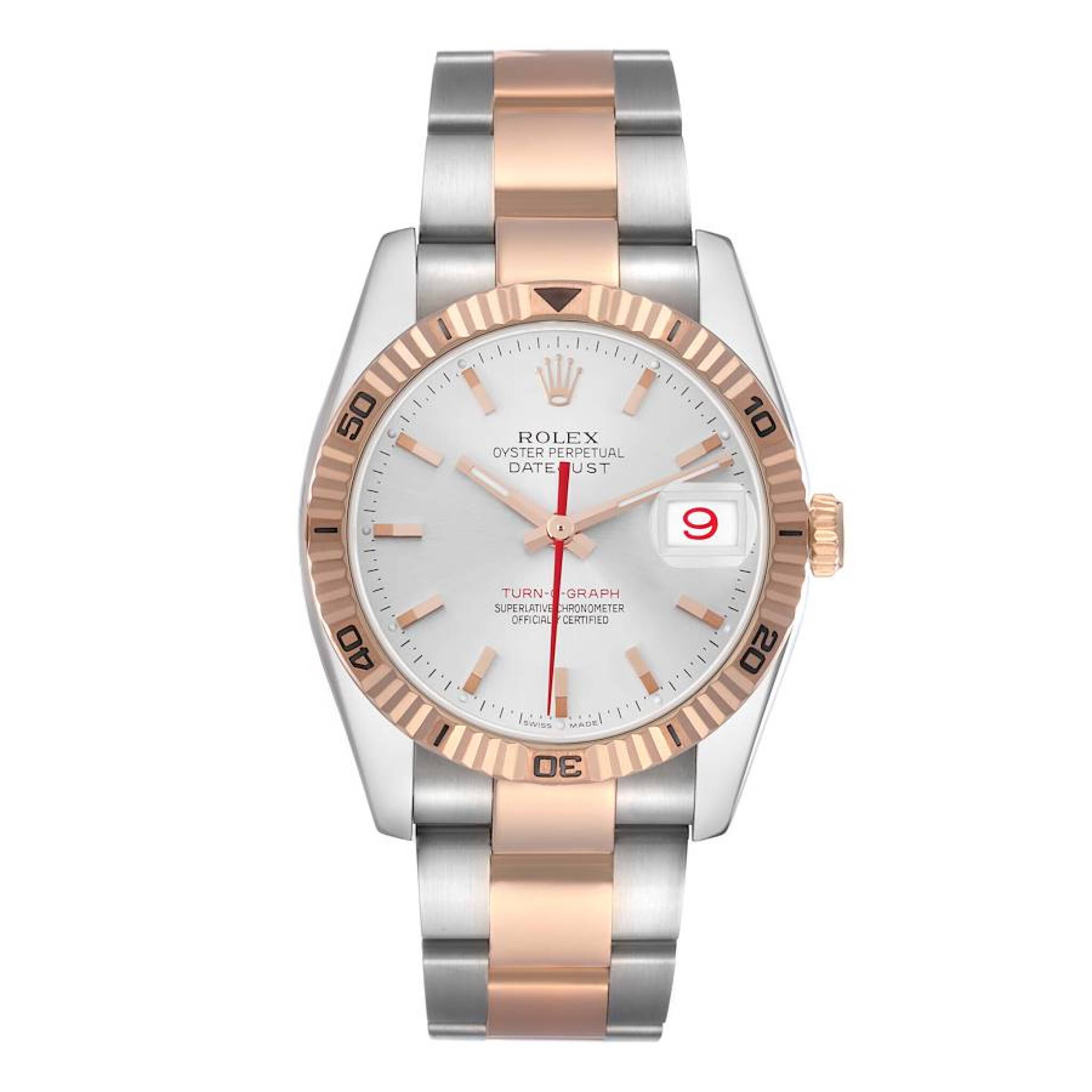 Datejust Turn-O-Graph (Reference 116261). A 36mm rose gold stainless steel automatic wristwatch with date. 2003-2004 — view 1