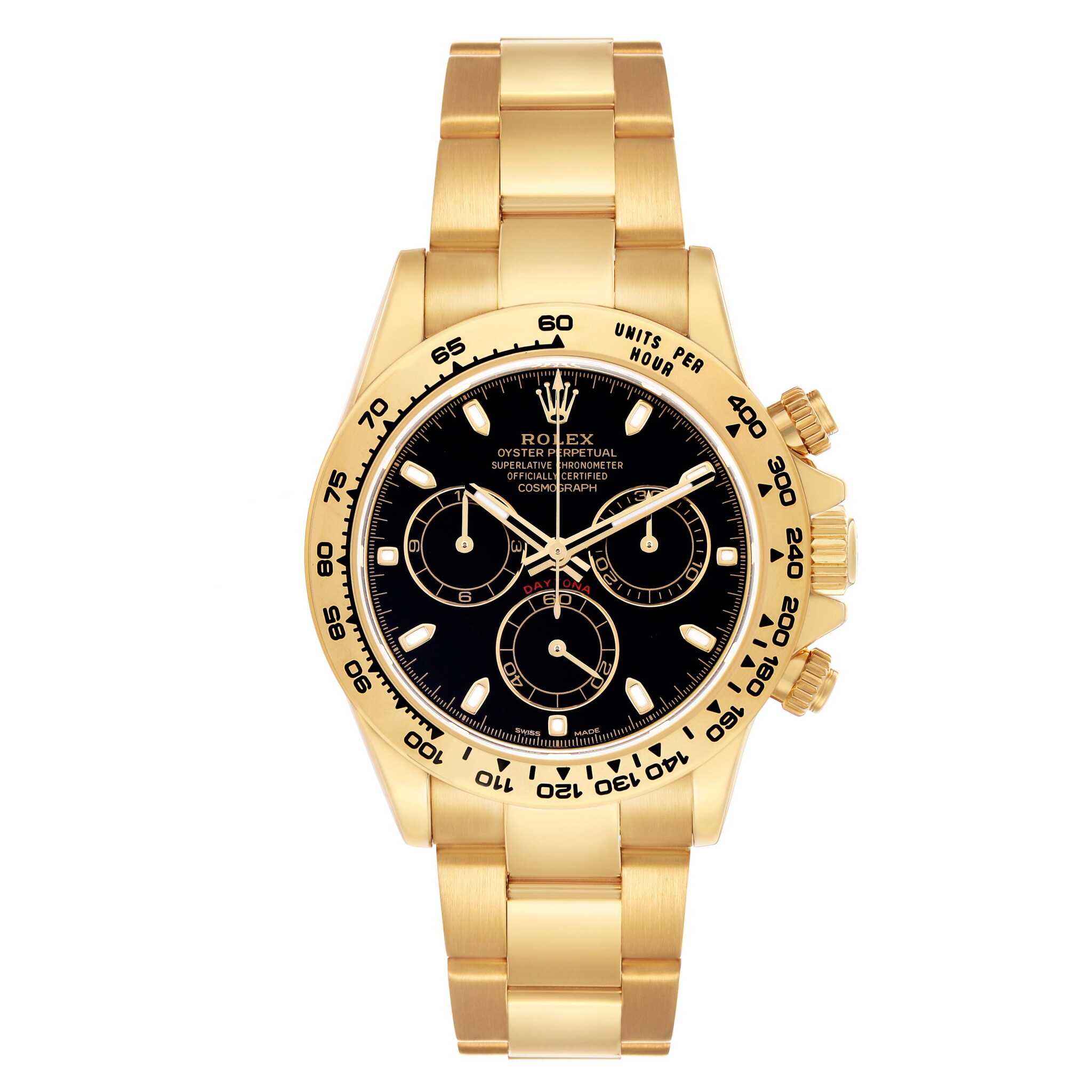 Cosmograph Daytona (Reference 116508). A 40mm yellow gold automatic wristwatch with chronograph. 2019 — view 1