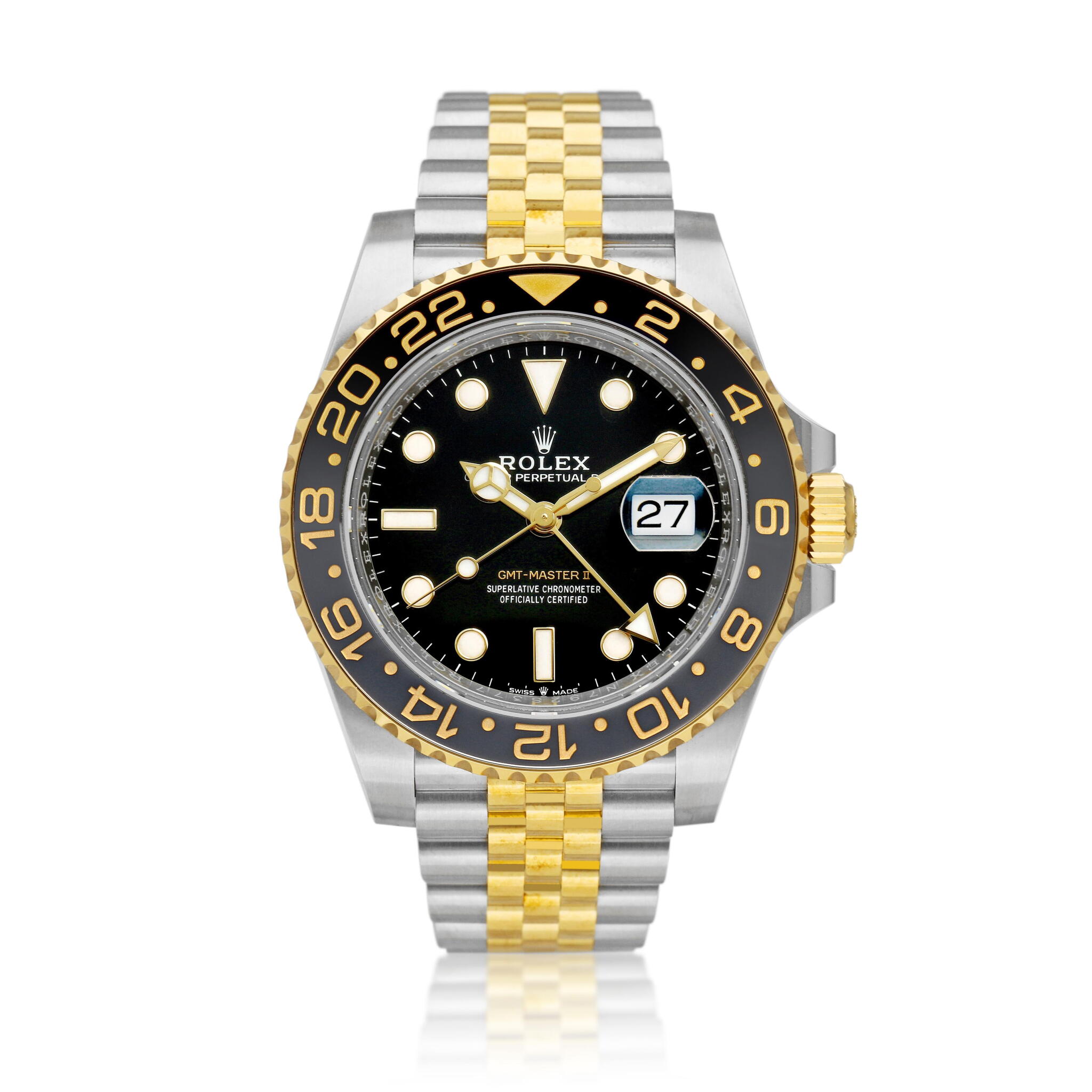 GMT Master II 'Zombie' (Reference 126713GRNR). A 40mm stainless steel yellow gold automatic wristwatch with date and dual time. 2023 — view 1