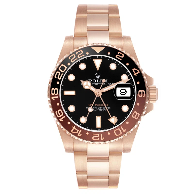 GMT-Master II 'Root Beer' (Reference 126715CHNR). A 40mm rose gold automatic wristwatch with date & dual time. 2022