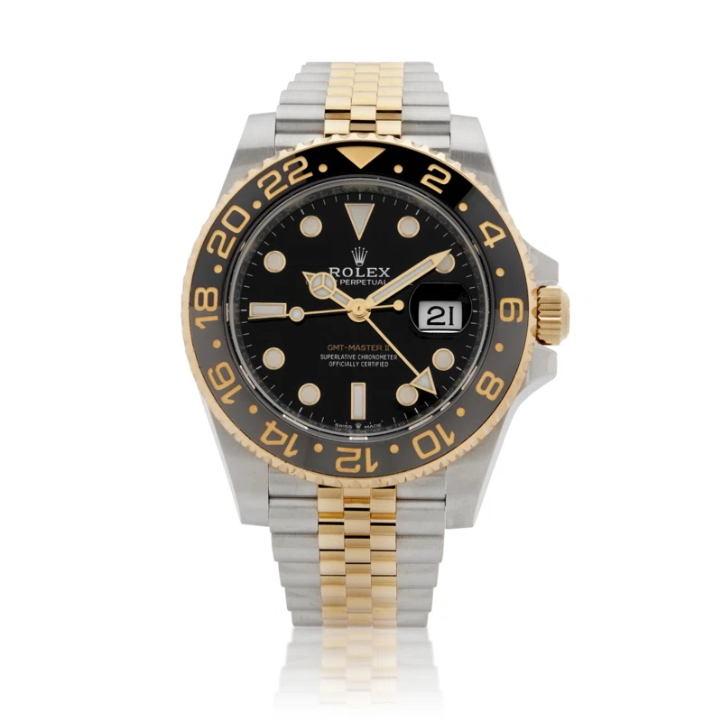 GMT-Master II "Zombie" (Reference 126713GRNR). A 40mm unworn yellow gold stainless steel automatic wristwatch with date and dual time.