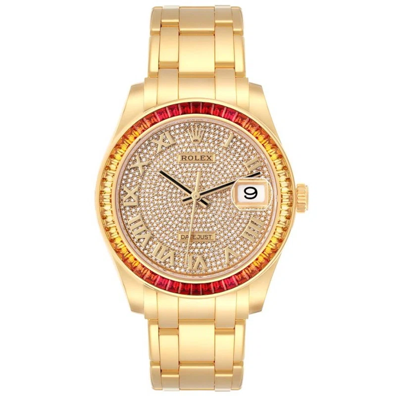 Pearlmaster Datejust (Reference 86348SAJOR). A 39mm yellow gold diamond & gem-set automatic wristwatch with date. 2023