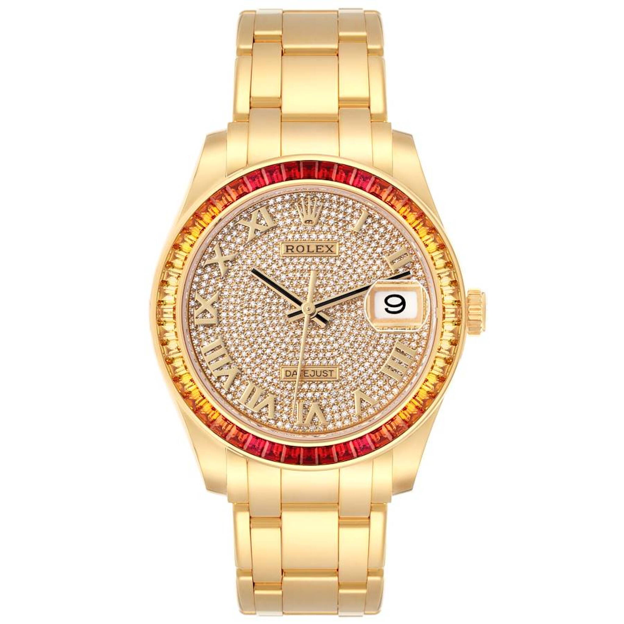 Pearlmaster Datejust (Reference 86348SAJOR). A 39mm yellow gold diamond & gem-set automatic wristwatch with date. 2023 — view 1