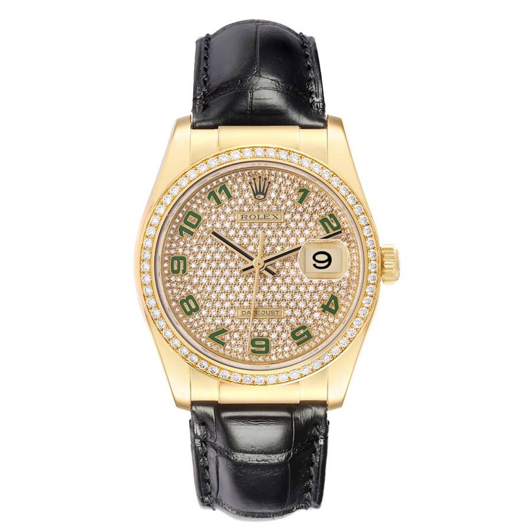 President Datejust (Reference 116188). A 36mm yellow gold diamond set automatic wristwatch with date. 2008-2009 — view 1