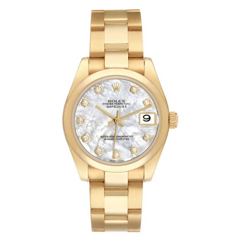 President Datejust (Reference 178248). A 31mm yellow gold diamond-set automatic wristwatch with date.