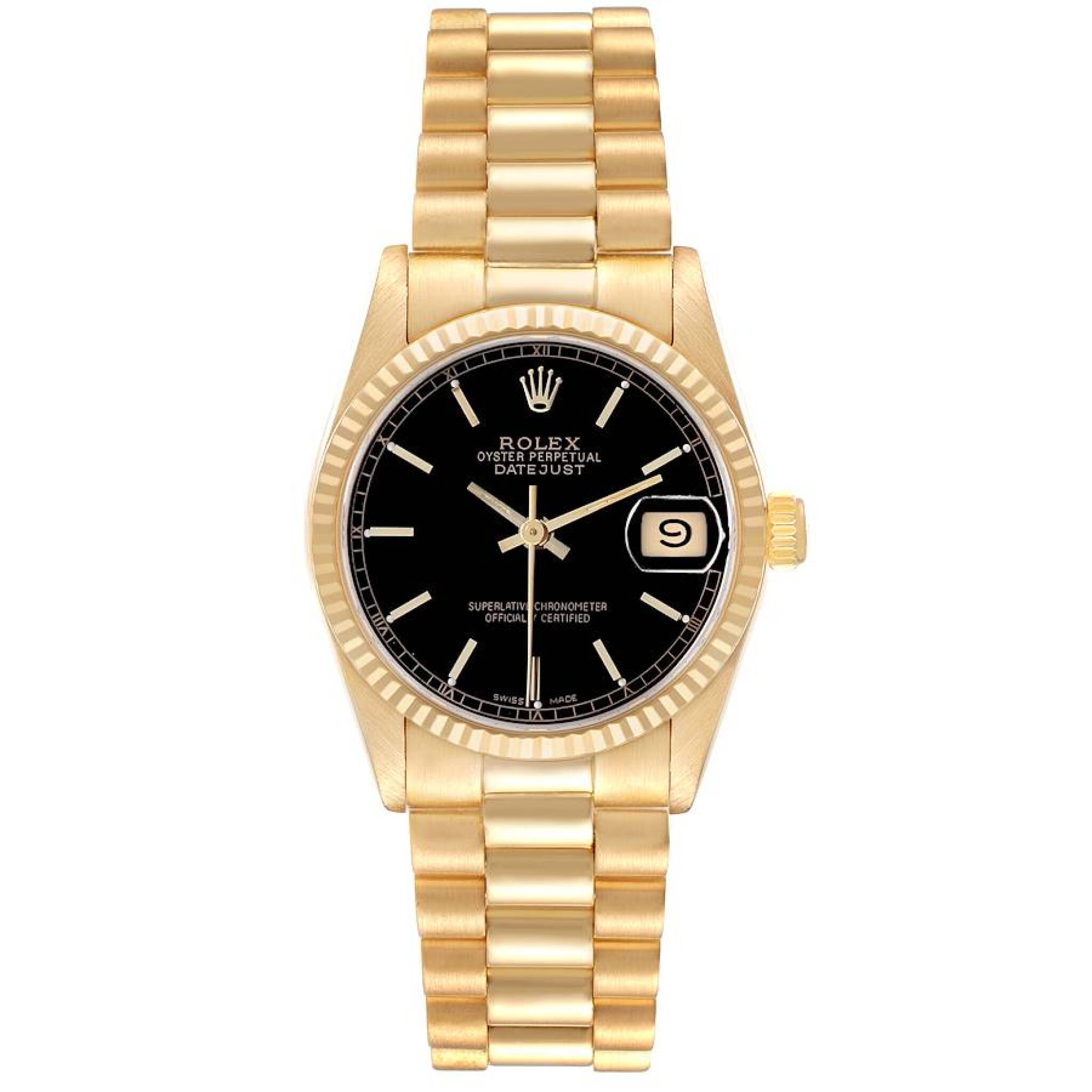 President Datejust (Reference 68278). A 31mm yellow gold automatic wristwatch with date. 1989-1990 — view 1