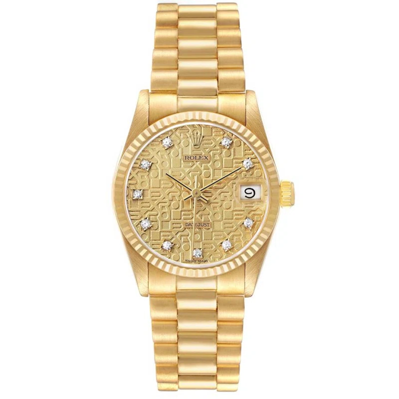 President Datejust (Reference 68278). A 31mm yellow gold diamond-set automatic wristwatch with date. 1995-1996