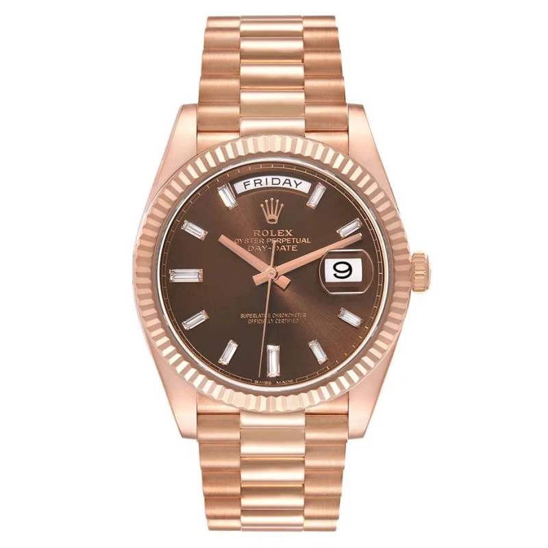 President Day-Date (Reference 228235). A 40mm rose gold diamond-set automatic wristwatch with date and day. 2016