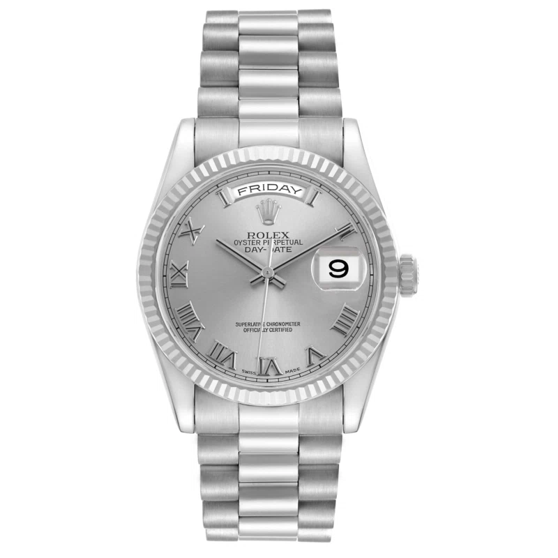 President Day-Date (Reference 118209). A 36mm white gold automatic wristwatch with date & day. 2003