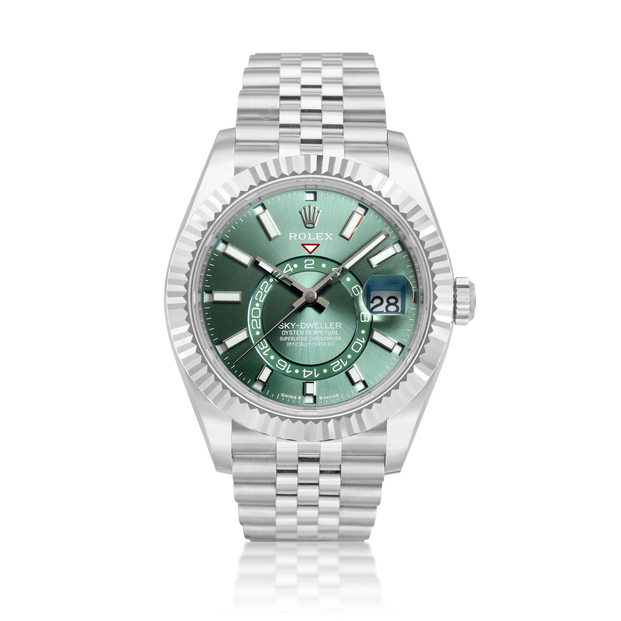 Sky-Dweller (Reference 336934). A 42mm white gold stainless steel automatic wristwatch with date and dual time. 2023 — view 1