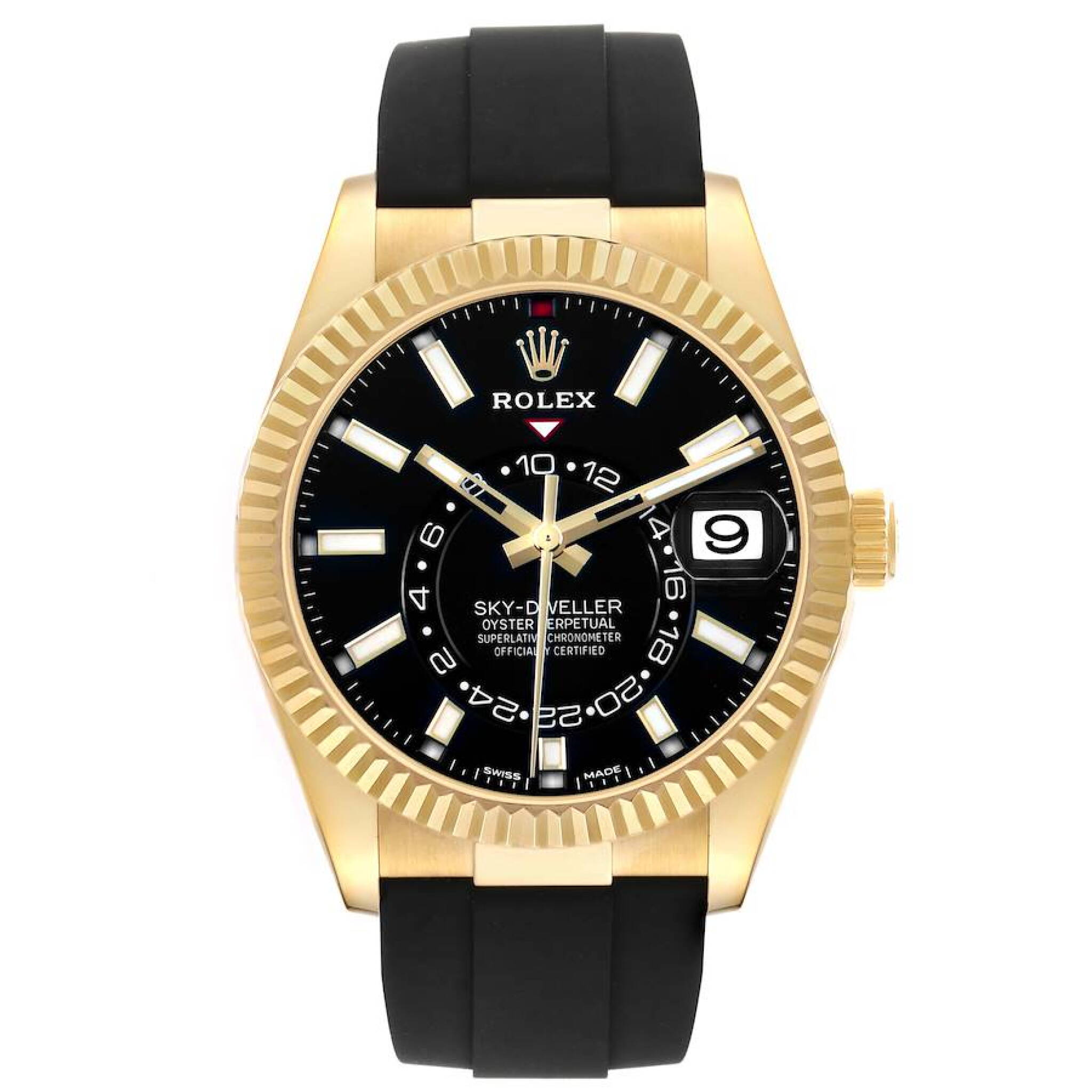 Sky-Dweller (Reference 326238). A 42mm yellow gold automatic wristwatch with date and dual time. 2021 — view 1