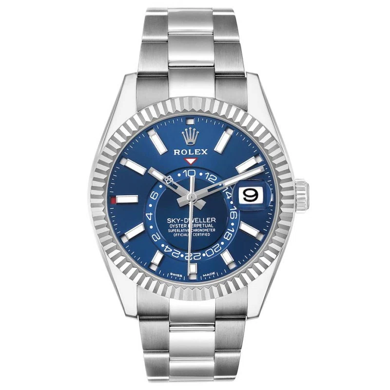Sky-Dweller (Reference 326934). A 42mm white gold stainless steel automatic wristwatch with date and dual time. 2018
