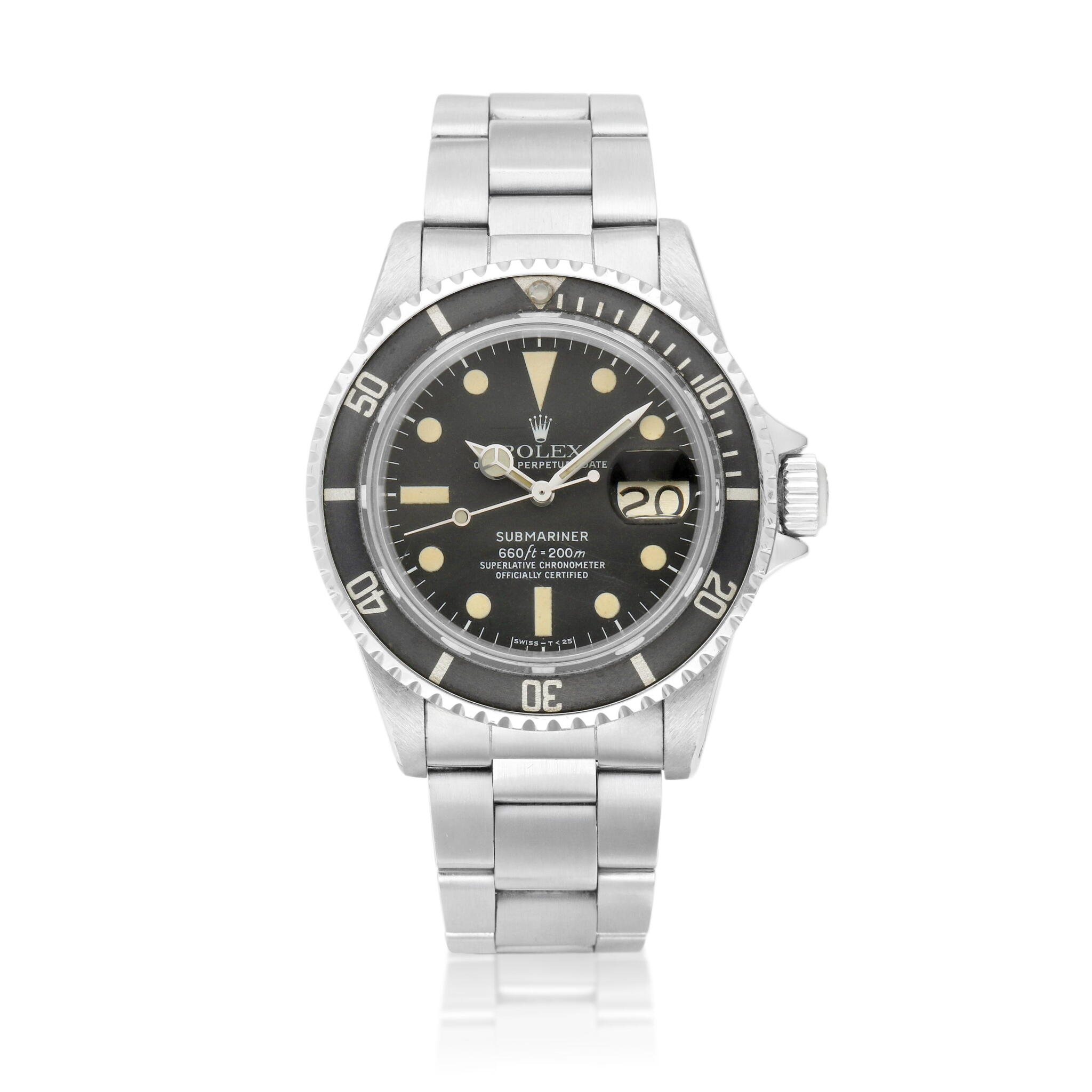 Submariner 'MK 2' (Reference 1680). A stainless steel automatic wristwatch with date and bracelet. Circa 1977 — view 1