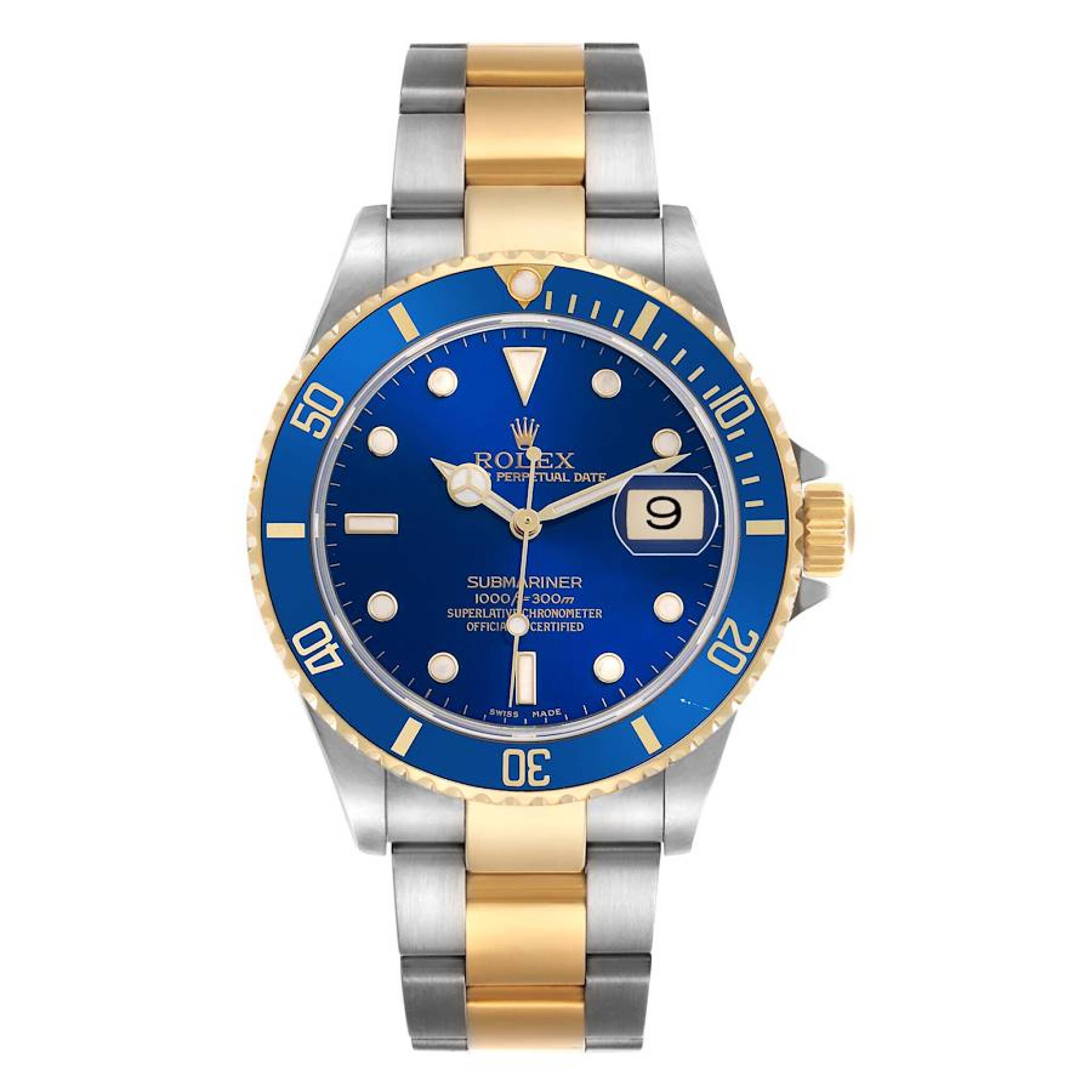 Submariner (Reference 16613). A 40mm stainless steel yellow gold automatic wristwatch with date. 2000-2001 — view 1