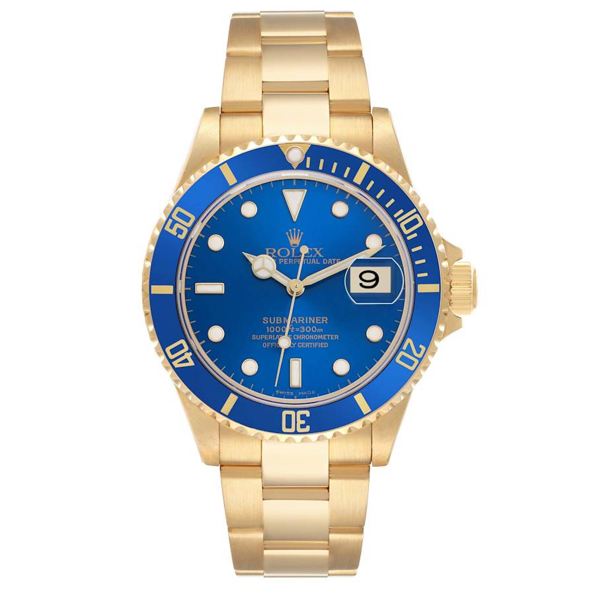 Submariner (Reference 16618). A 40mm yellow gold automatic wristwatch with date. 2006 — view 1