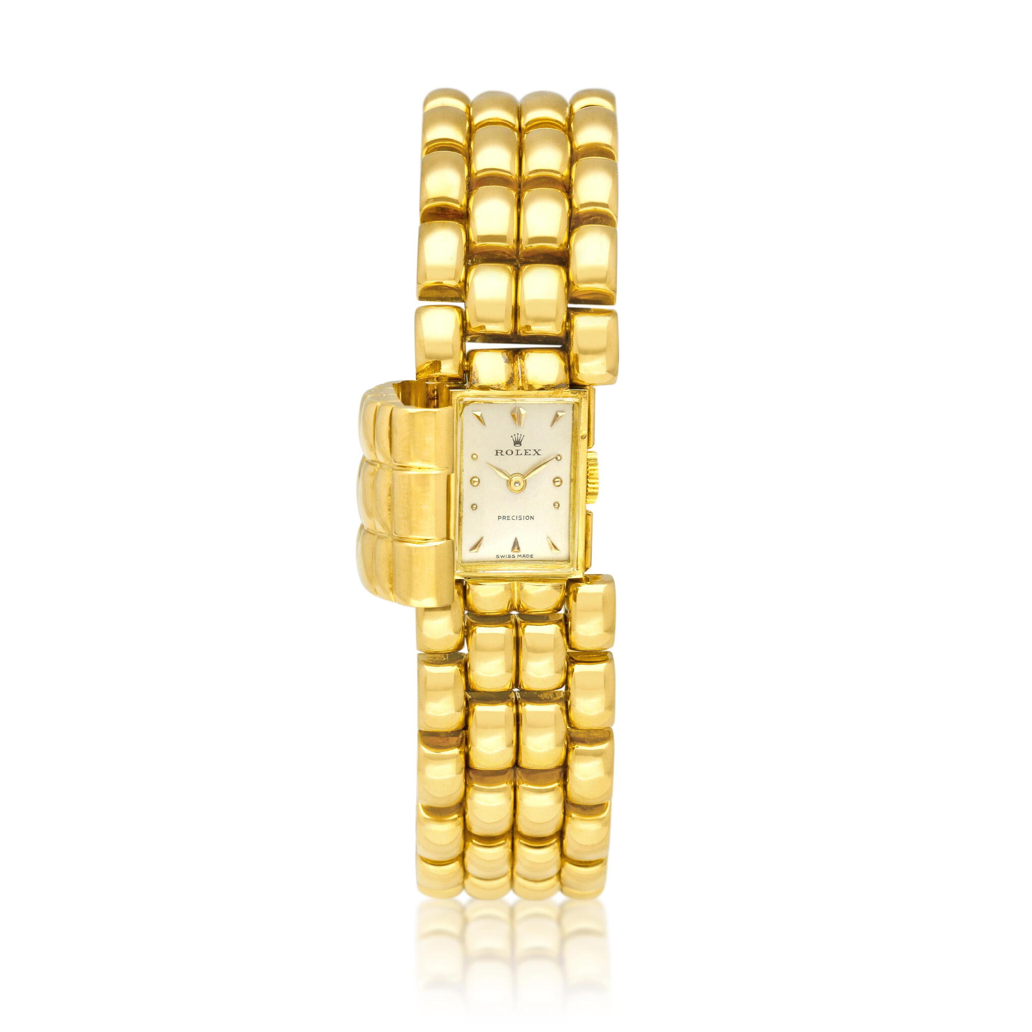 Rolex. A yellow gold manual wind bracelet watch with concealed dial. Circa 1948 — view 1