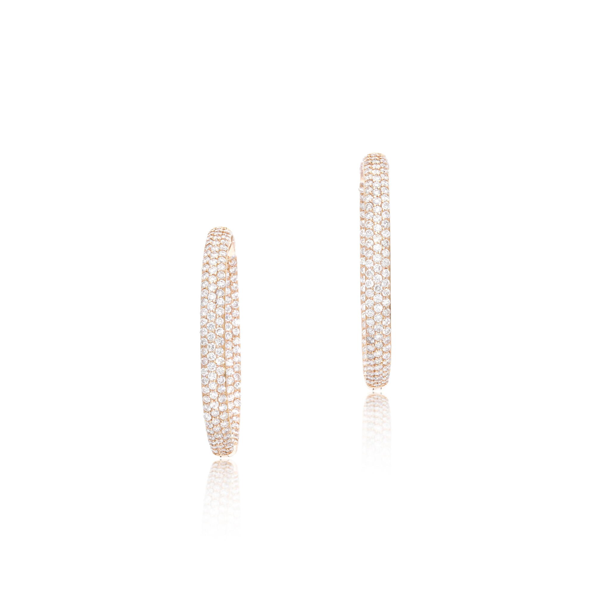 Rose Gold and 11.45ct Diamond Hoop Earrings — view 1