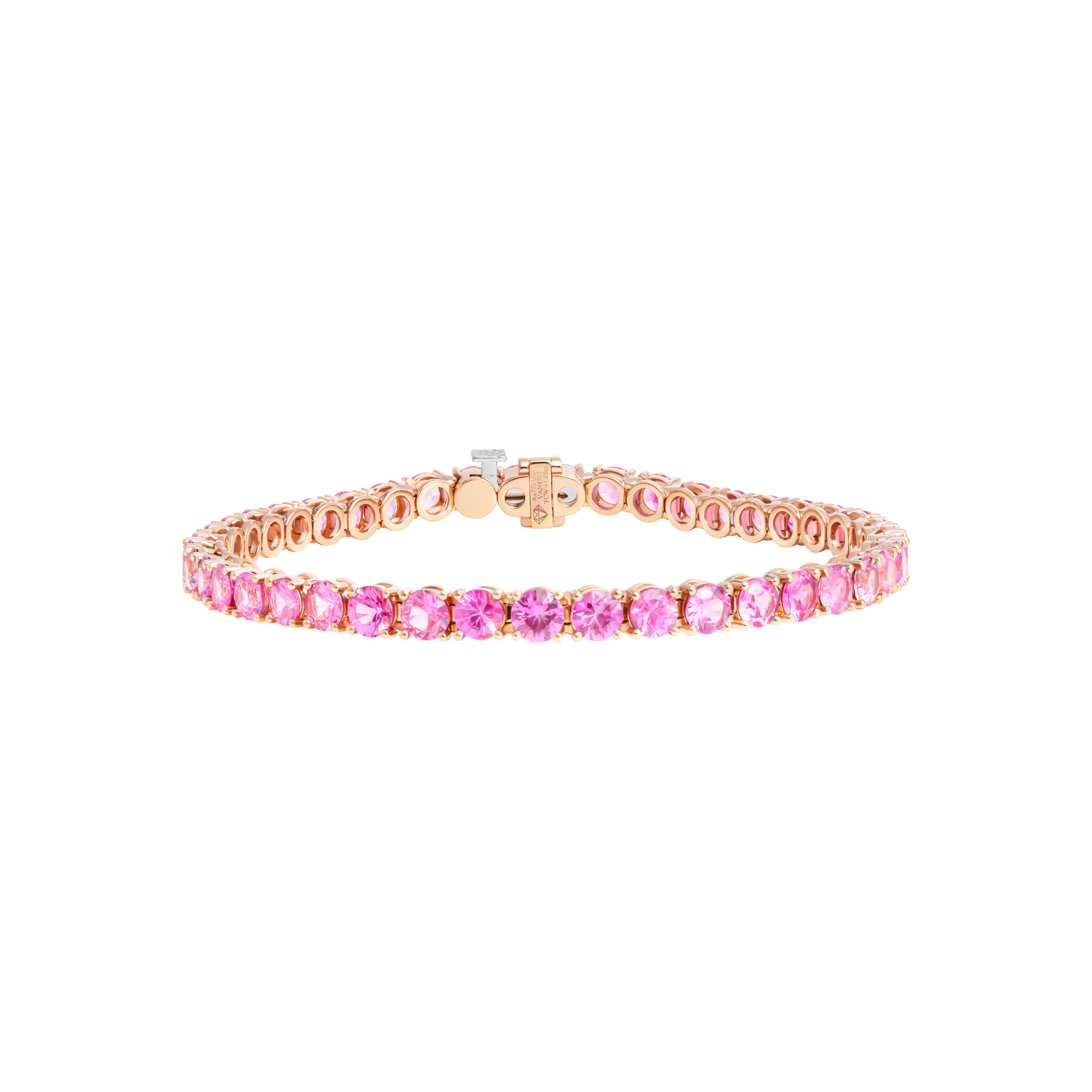 Rose Gold and 11.65ctw Pink Sapphire Tennis Bracelet — view 1