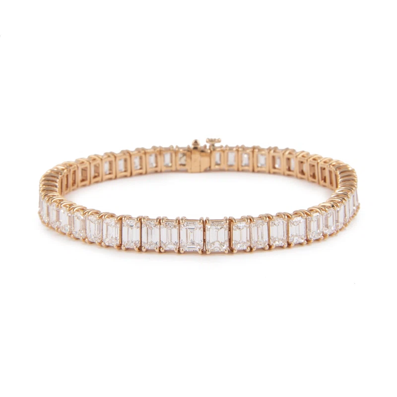 Rose Gold and 17.30ctw Emerald Cut Diamond Tennis Bracelet 