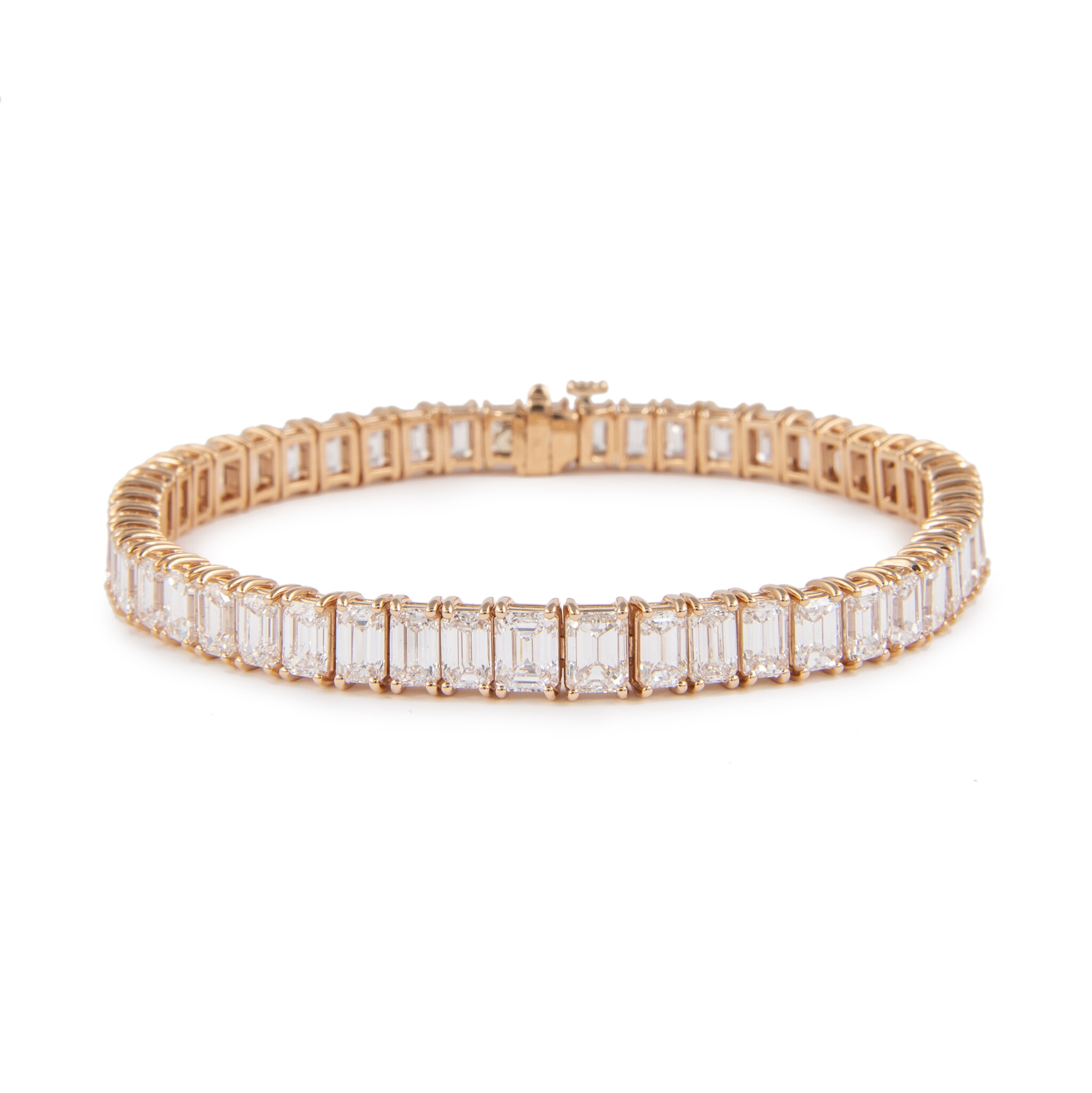 Rose Gold and 17.30ctw Emerald Cut Diamond Tennis Bracelet  — view 1