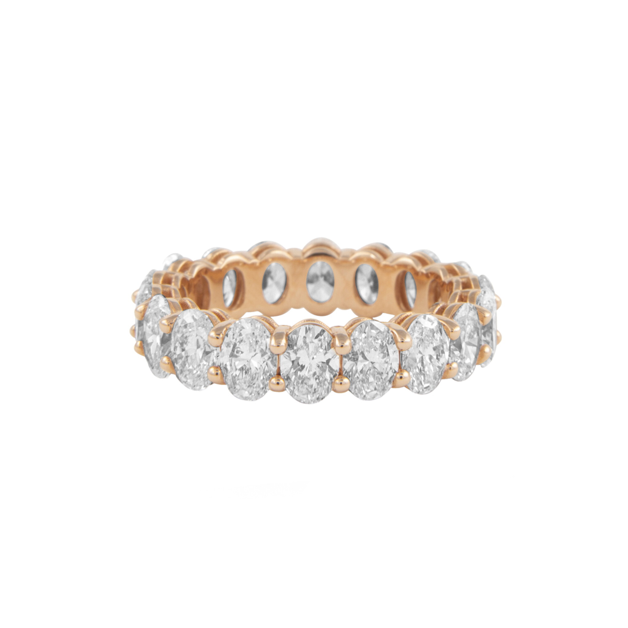 Rose Gold and 4.05ctw Oval Cut Diamond Eternity Band Ring  — view 1