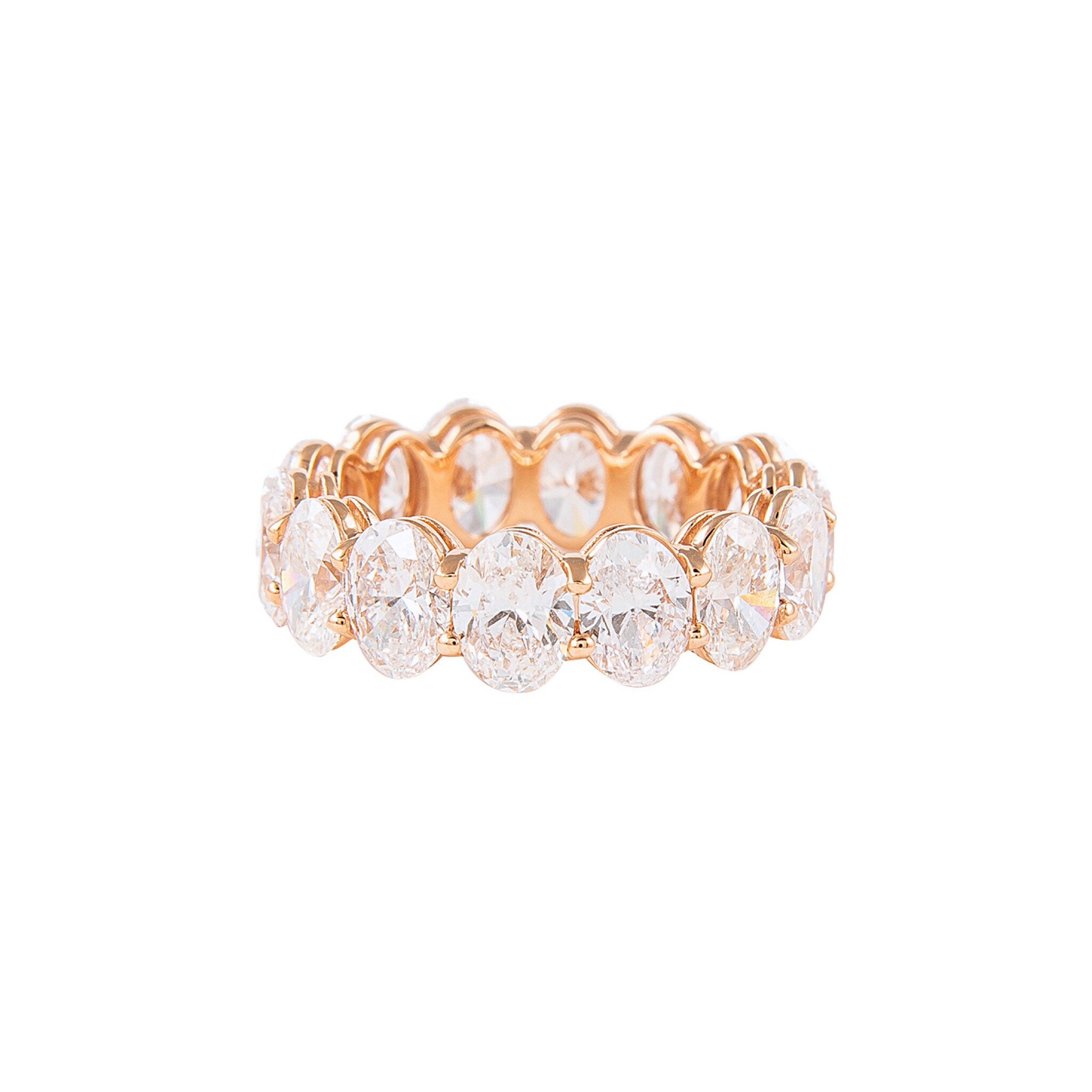 Rose Gold and 7.05ctw Oval Cut Diamond Eternity Band Ring — view 1