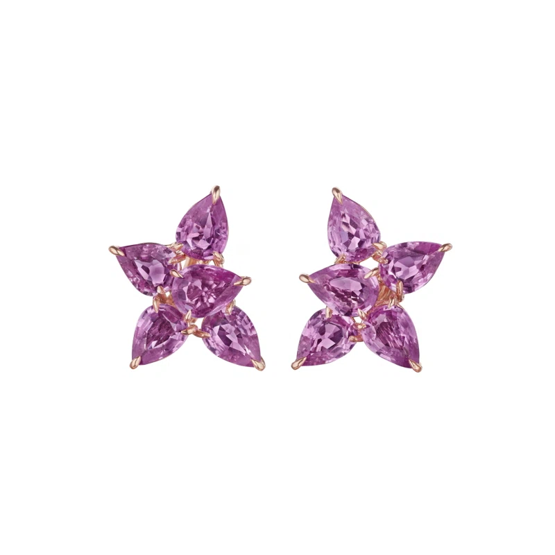 Rose Gold and Pink Sapphire Cluster Earclips