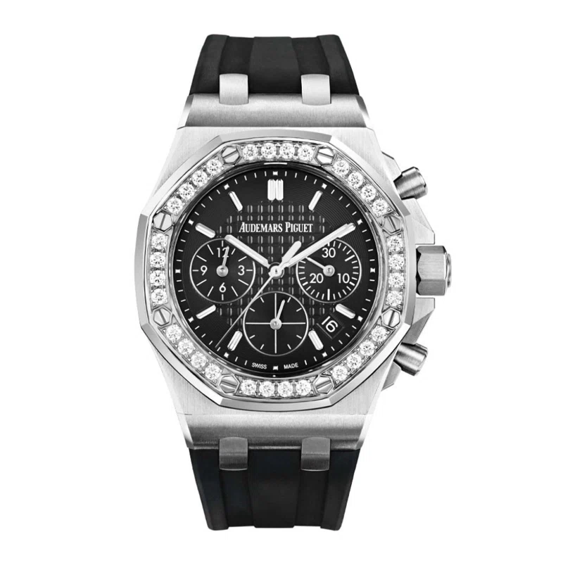 Royal Oak Offshore (Reference 26231ST.ZZ.D002CA.01). A 37mm stainless steel diamond-set automatic wristwatch with date and chronograph. 2023