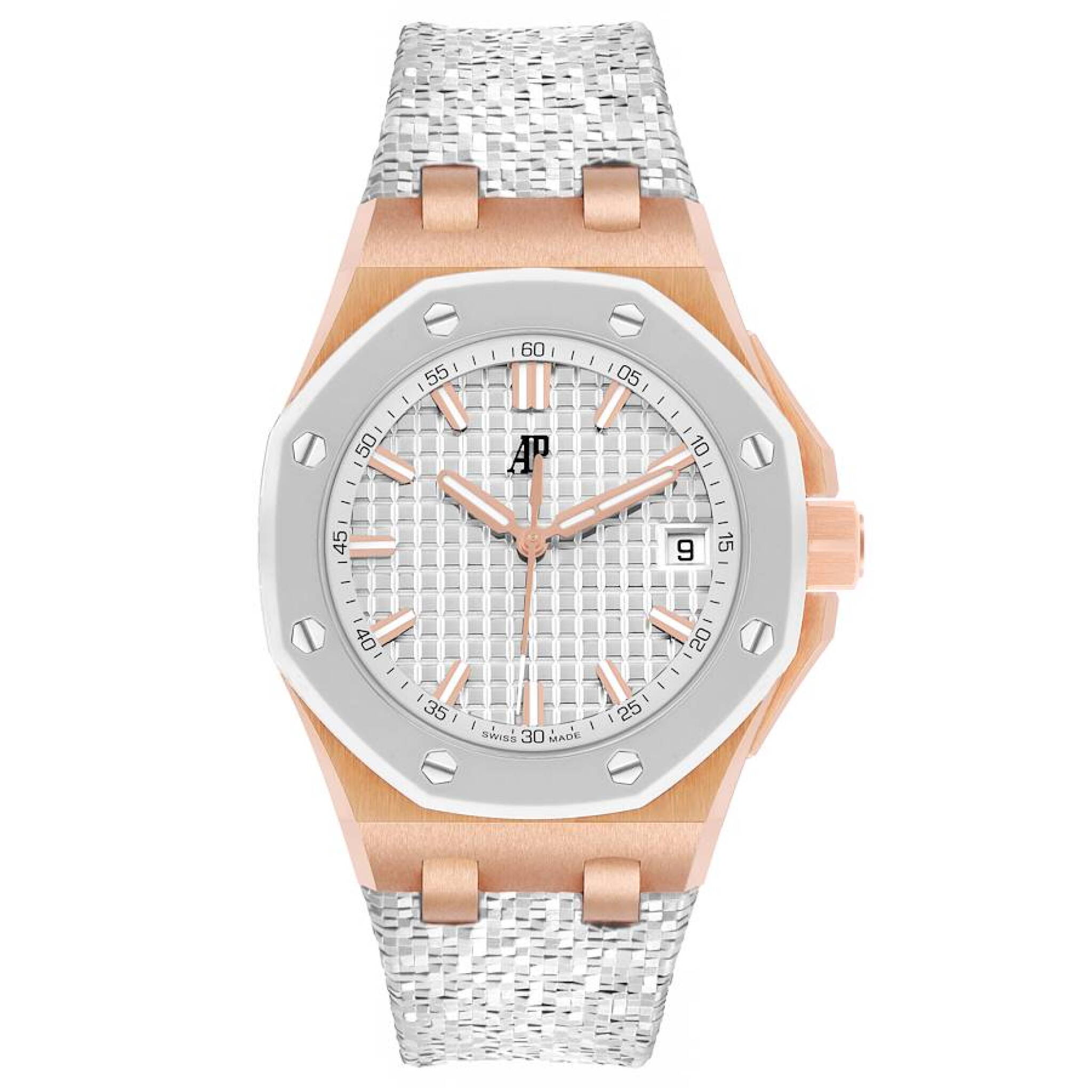 Royal Oak Offshore (Reference 77605OK.OO.A101CA.01). A 37mm rose gold automatic wristwatch with date. — view 1