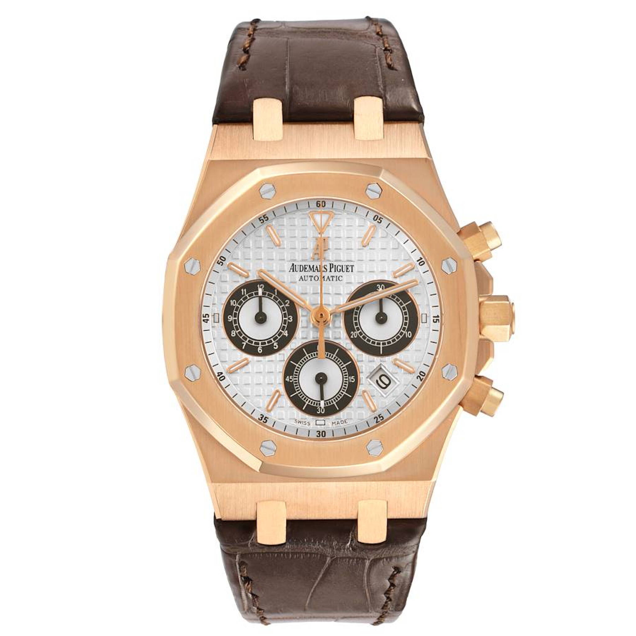 Royal Oak (Reference 26022OR.OO.D098CR.01). A 39mm rose gold automatic wristwatch with date and chronograph. 2011 — view 1