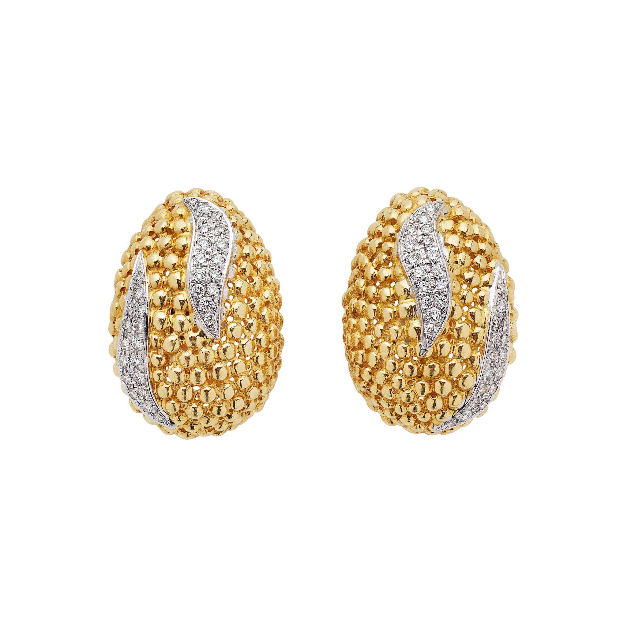 Gold and Diamond Earclips — view 1