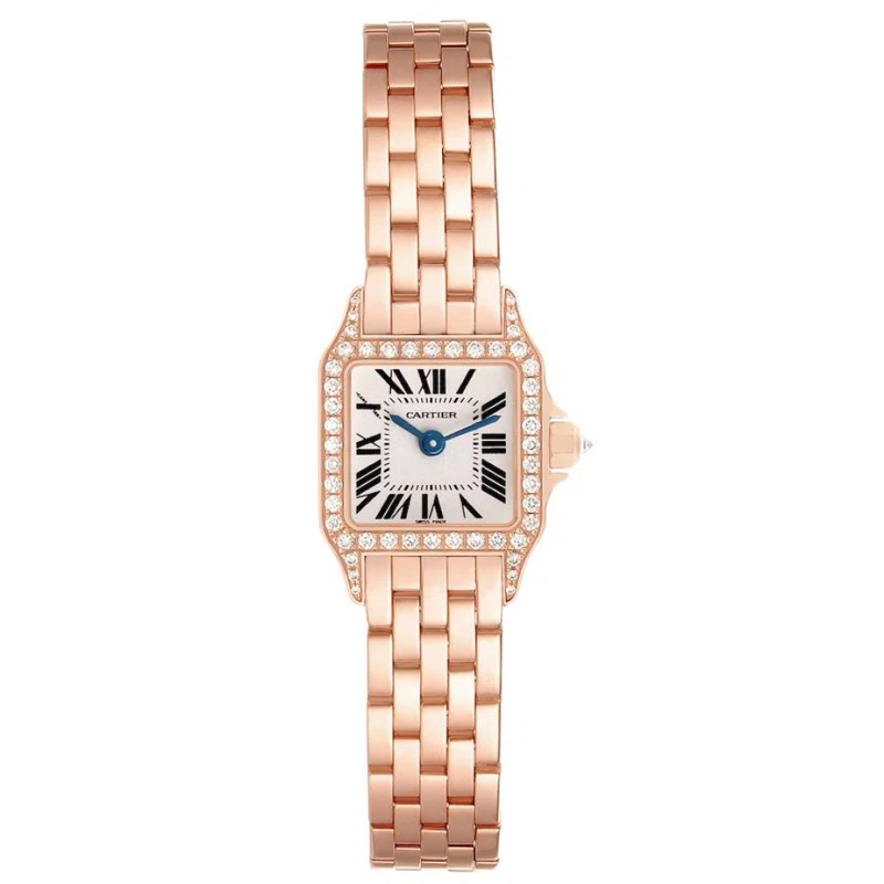 Santos Demoiselle (المرجع WF9011Z8). ساعة يد من الذهب الوردي بقطر 20mm، مرصّعة بالألماس، بحركة كوارتز.