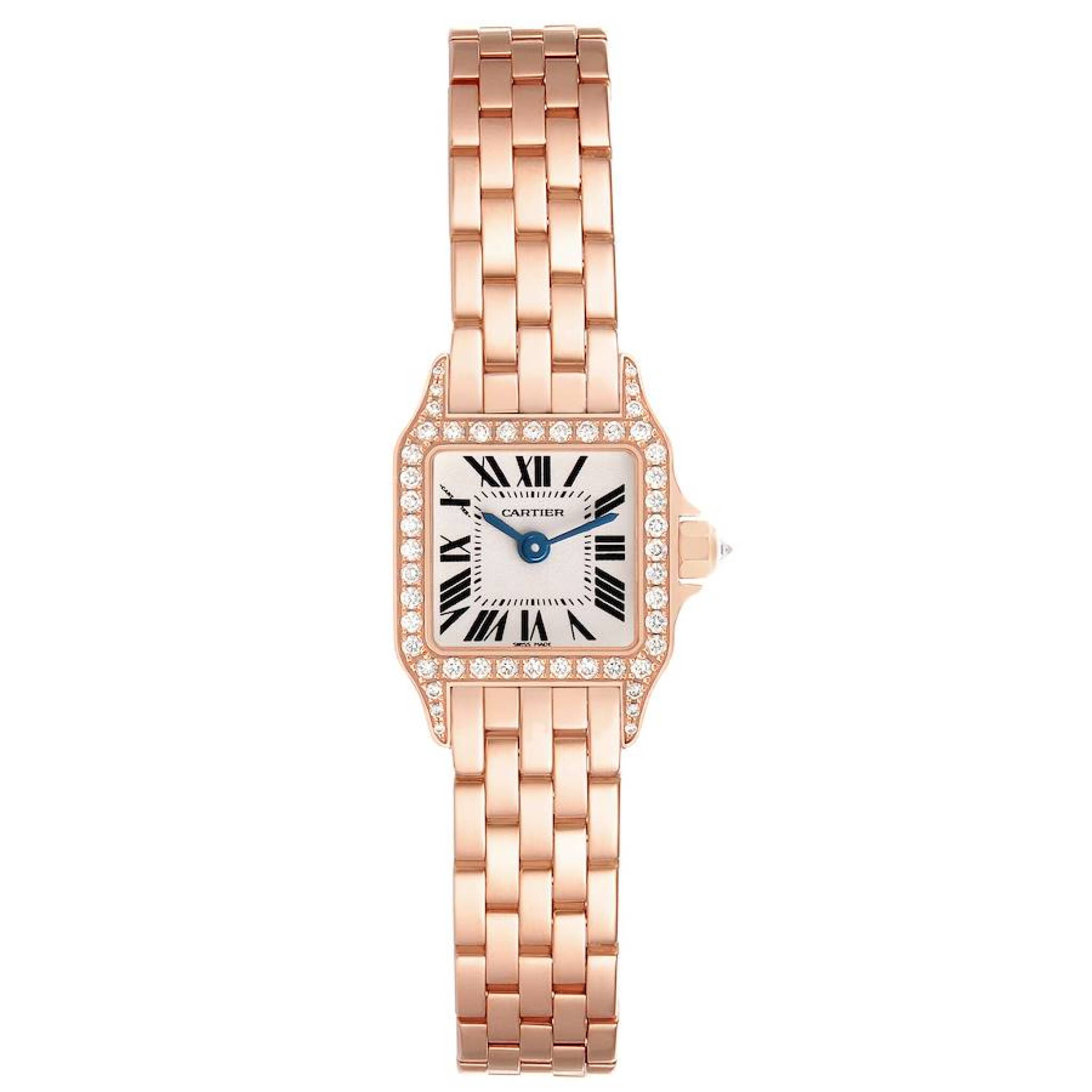 Santos Demoiselle (Reference WF9011Z8). A 20mm rose gold diamond-set quartz wristwatch. — view 1