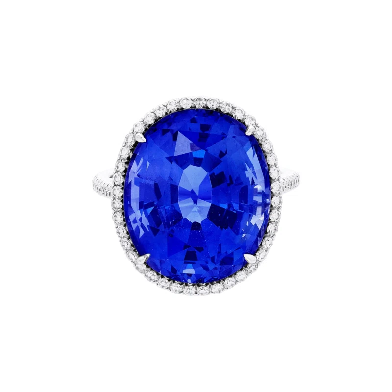 Platinum, 17.38ct Ceylon Sapphire and Diamond Ring