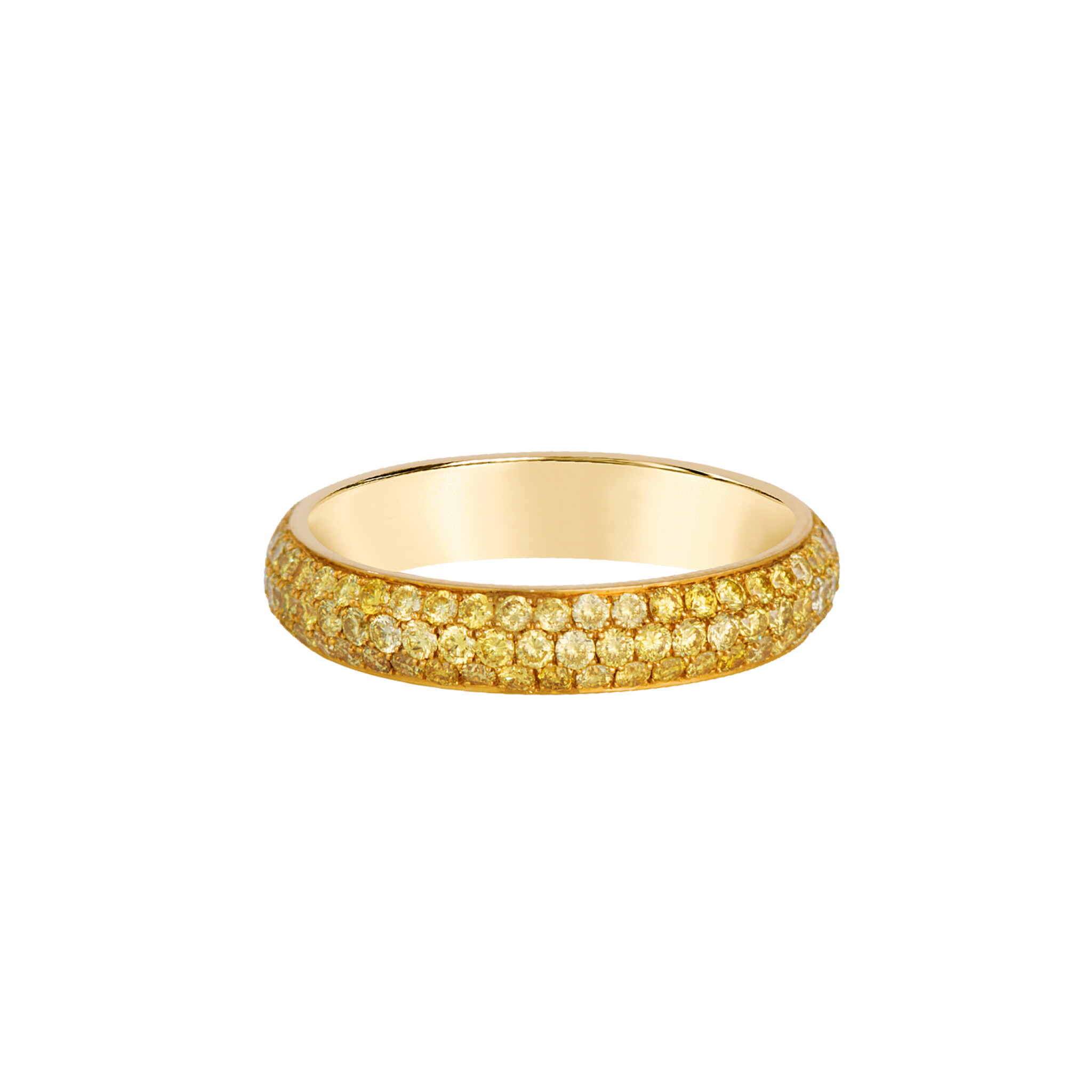 Gold and 1.55ctw Yellow Diamond Three Row Eternity Band Ring — view 1