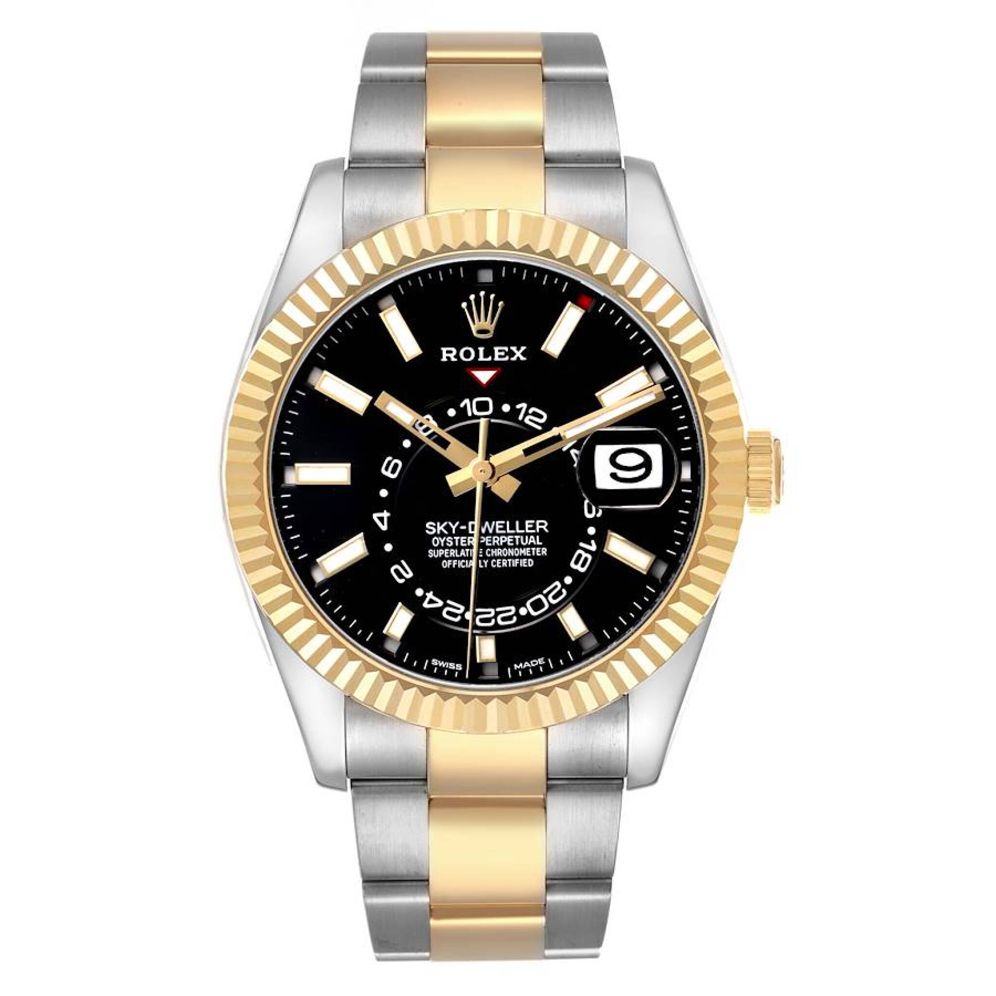 Sky-Dweller (Reference 326933). A 42mm yellow gold stainless steel automatic wristwatch with date and dual time. 2022 — view 1