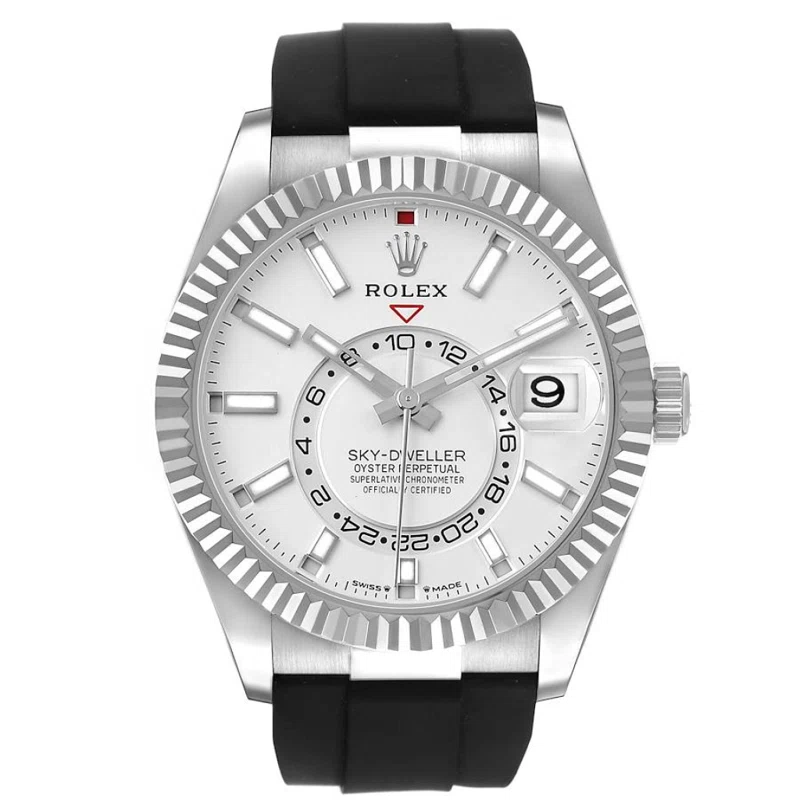 Sky-Dweller (Reference 336239). A 42mm white gold automatic wristwatch with date and dual time. 2023
