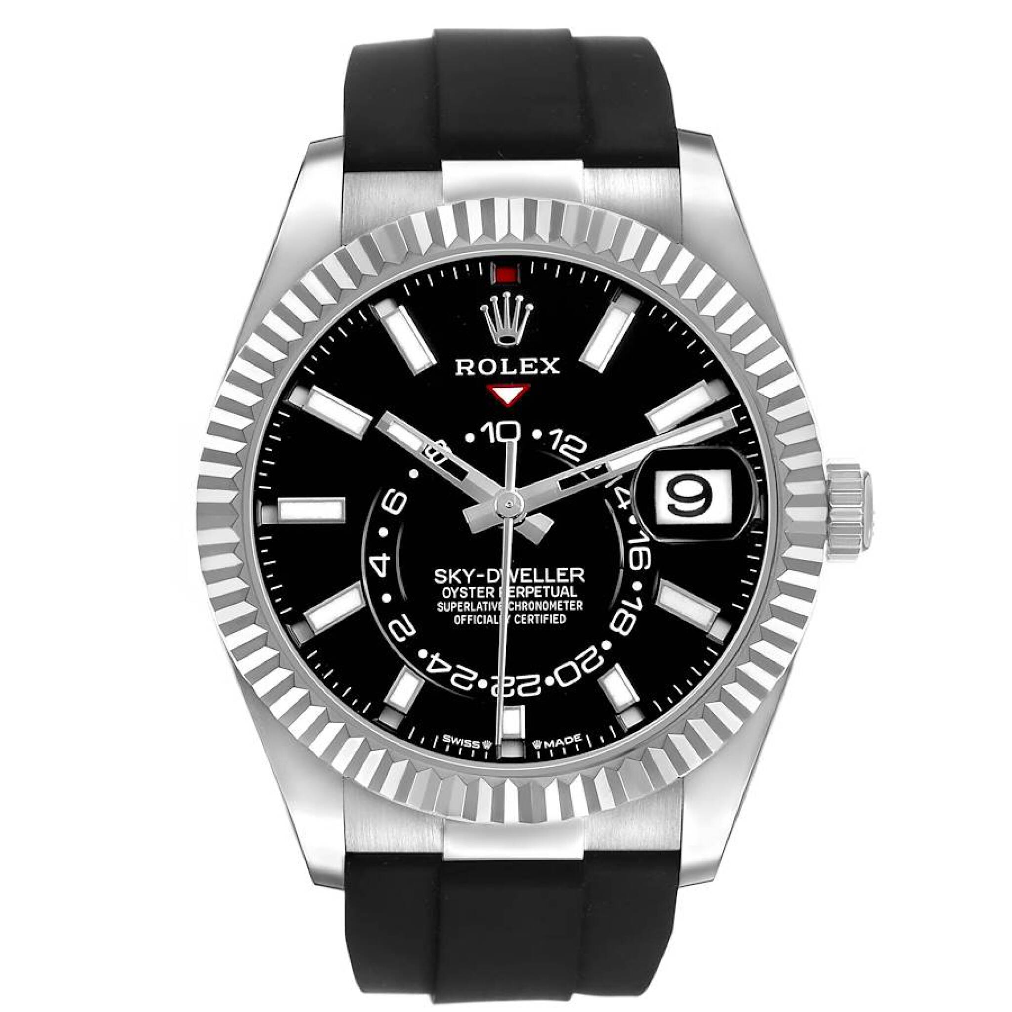Sky-Dweller (Reference 336239). A 42mm white gold automatic wristwatch with date and dual time. 2023 — view 1