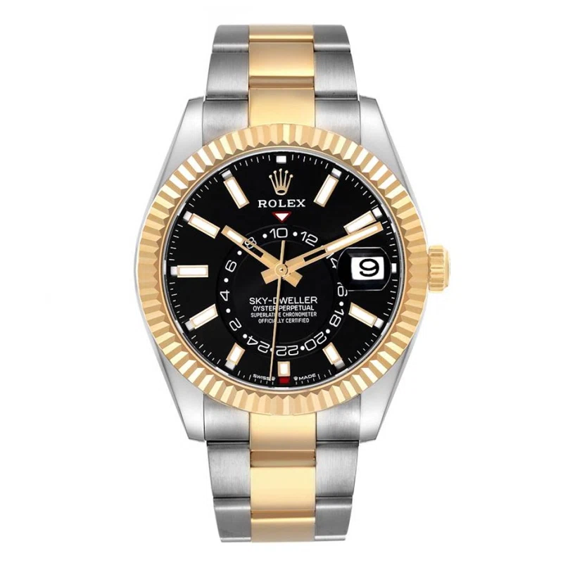 Sky-Dweller (Reference 336933). A 42mm yellow gold stainless steel automatic wristwatch with date and dual time. 2026