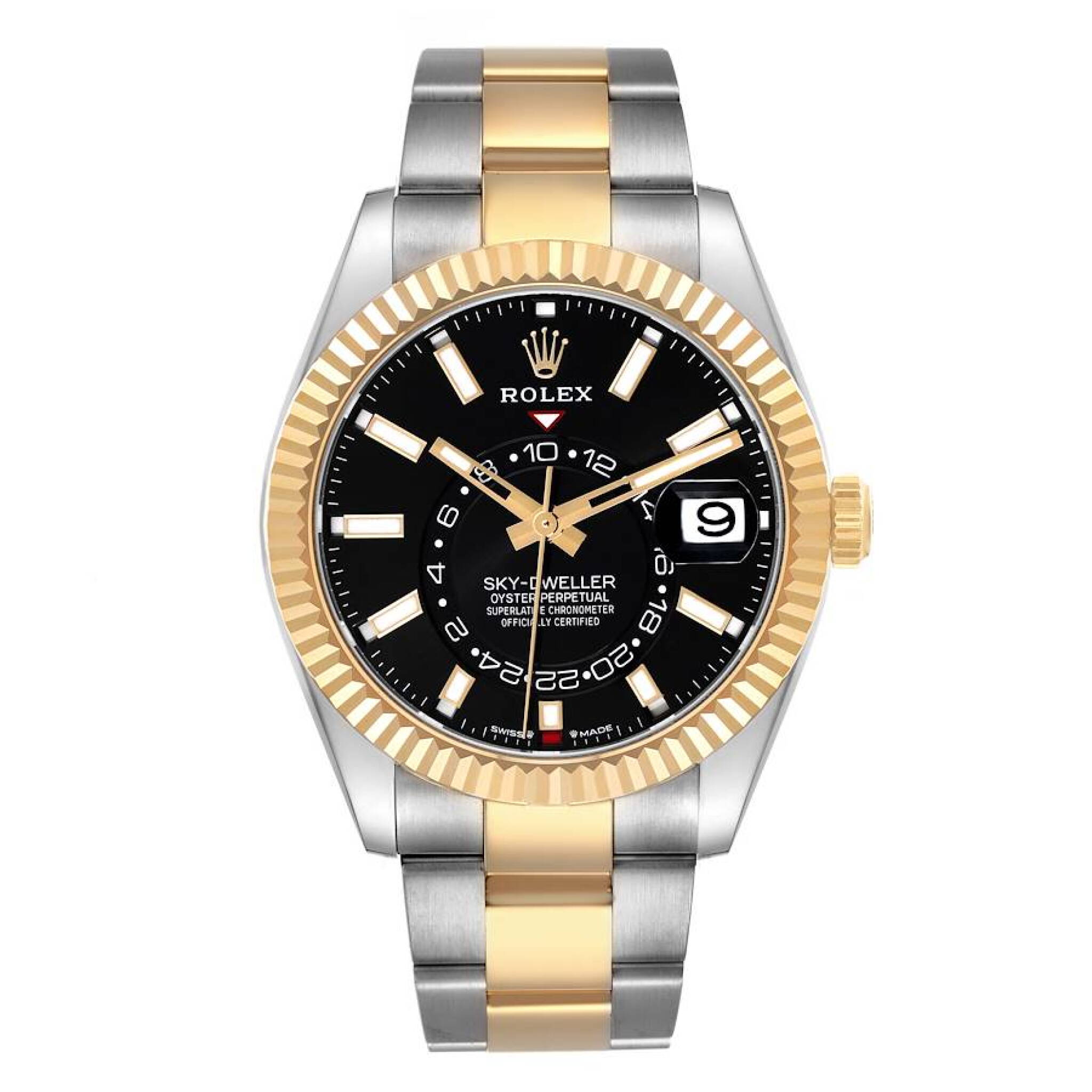 Sky-Dweller (Reference 336933). A 42mm yellow gold stainless steel automatic wristwatch with date and dual time. 2026 — view 1