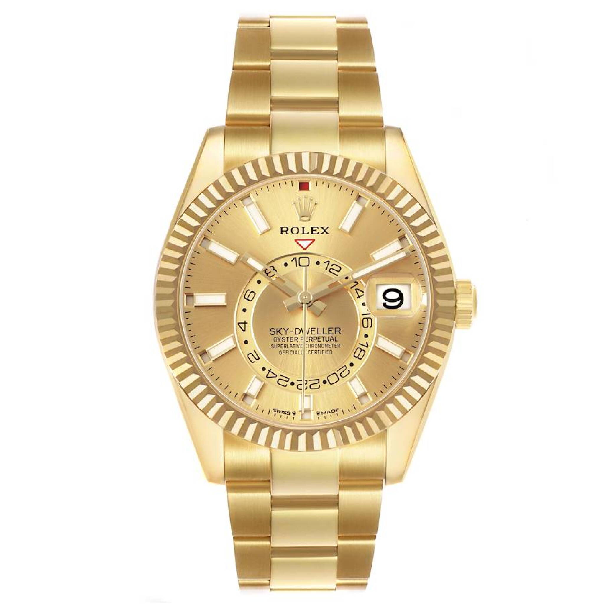Sky-Dweller (Reference 336938). A 42mm yellow gold automatic wristwatch with date and dual time. 2026 — view 1