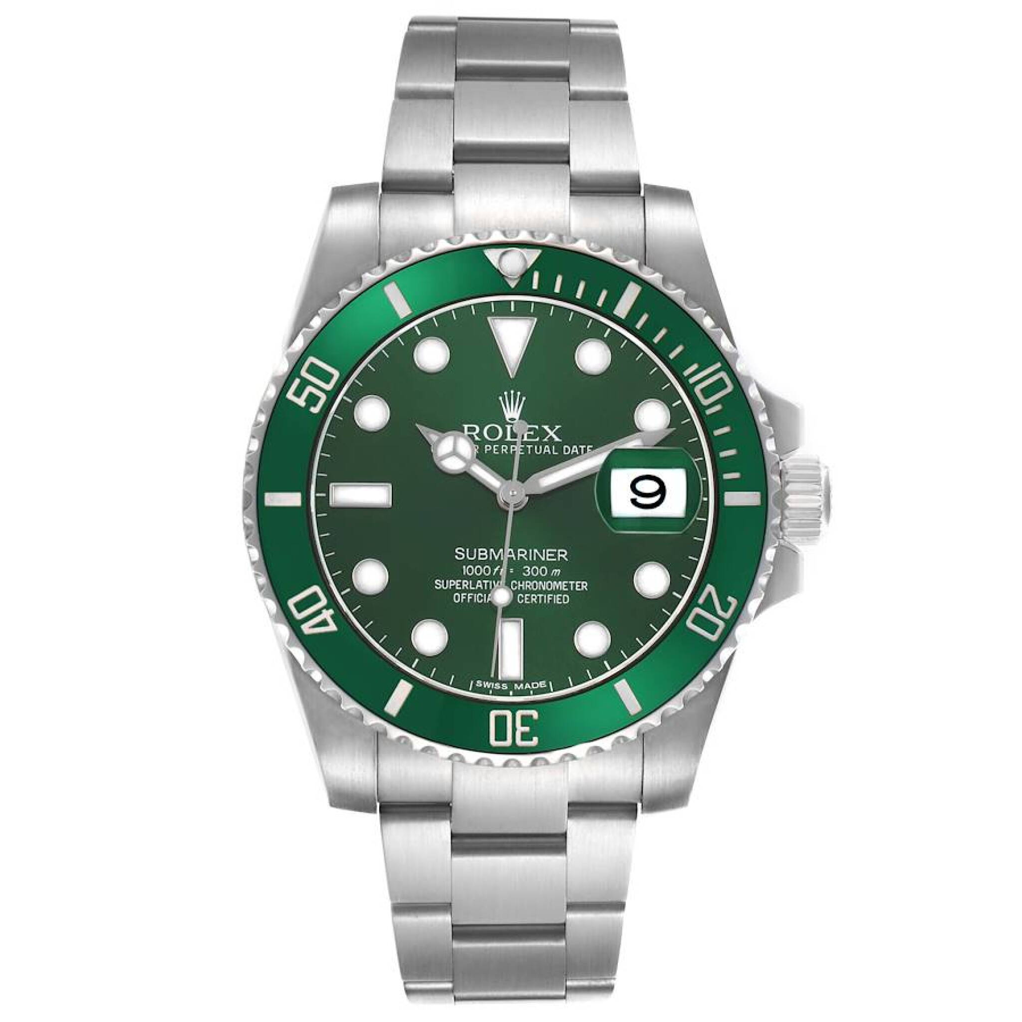Submariner 'Hulk' (Reference 116610LV). A 40mm stainless steel automatic wristwatch with date. 2012 — view 1