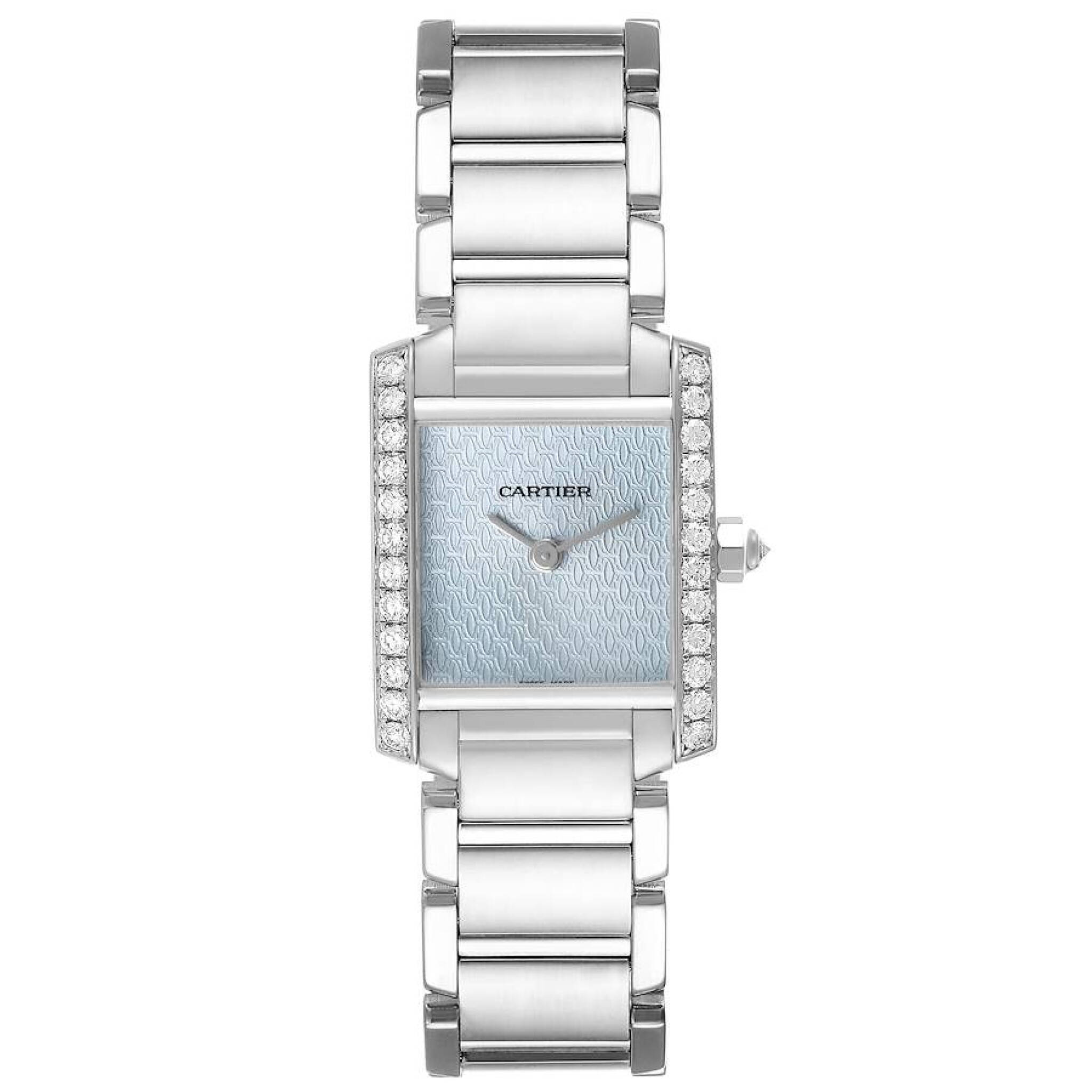 Tank Francaise (Reference WE1019S3). A 25mm white gold diamond-set quartz wristwatch. 2000 — view 1